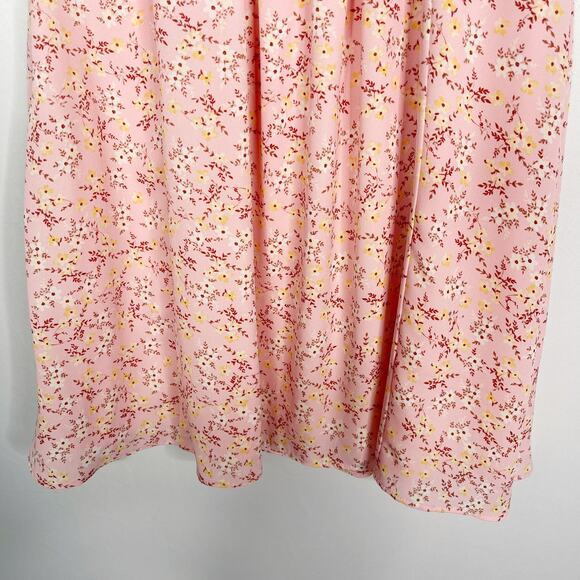 Lola and Grace Medium M Pink Ditsy Floral Tie Strap Skater Dress Smocked Back - Picture 9 of 9